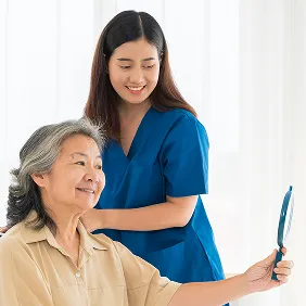 nurse helping patient