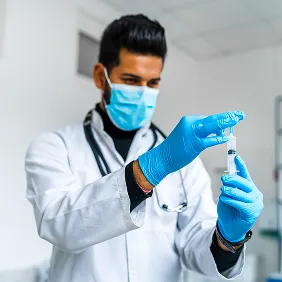 student in lab