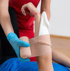 student practising first aid skills