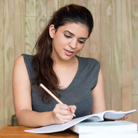 a student writing something