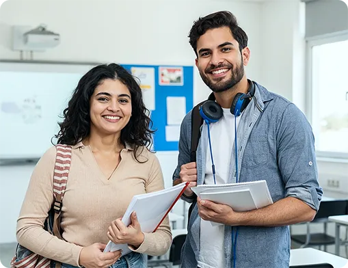 Happy Indian students on classroom